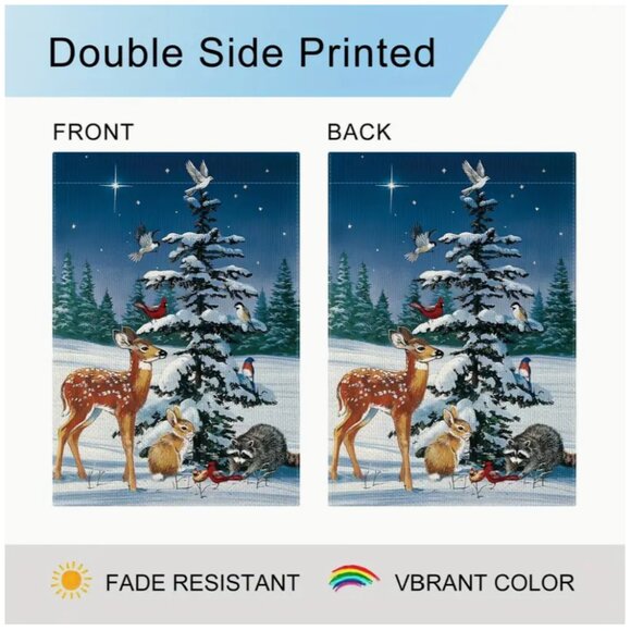 1pc 12X18 Christmas Forest Animals Garden Flag - Picture 2 of 2
